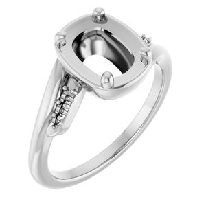 14K X1 White Gold 8.5x6.5 mm Elongated Cushion Ring Mounting – image 2