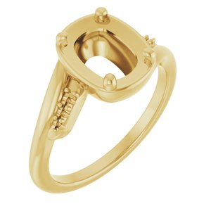 18K Yellow Gold 8.5x6.5 mm Elongated Cushion Ring Mounting – image 2