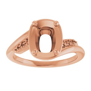 10K Rose Gold 8.5x6.5 mm Elongated Cushion Ring Mounting – image 6