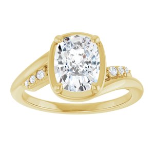 18K Yellow Gold 8.5x6.5 mm Elongated Cushion Ring Mounting – image 5