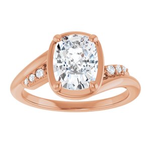 14K Rose Gold 8.5x6.5 mm Elongated Cushion Ring Mounting – image 5