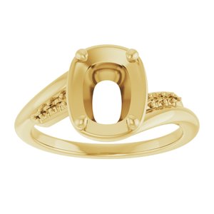 10K Yellow Gold 8.5x6.5 mm Elongated Cushion Ring Mounting – image 6