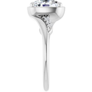 14K White Gold 8.5x6.5 mm Elongated Cushion Ring Mounting – image 7
