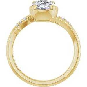 14K Yellow Gold 8.5x6.5 mm Elongated Cushion Ring Mounting – image 3