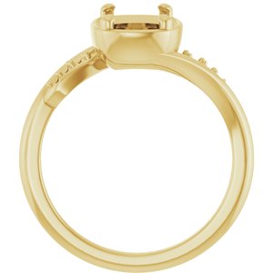 14K Yellow Gold 8.5x6.5 mm Elongated Cushion Ring Mounting – image 4