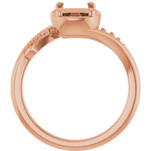 14K Rose Gold 8.5x6.5 mm Elongated Cushion Ring Mounting – image 4