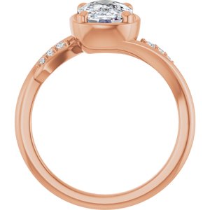 14K Rose Gold 8.5x6.5 mm Elongated Cushion Ring Mounting – image 3
