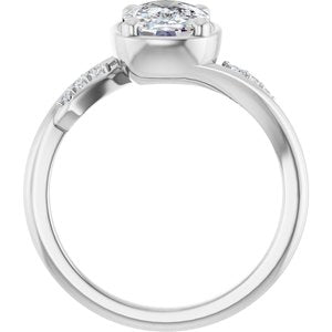 Sterling Silver 8.5x6.5 mm Elongated Cushion Ring Mounting – image 3