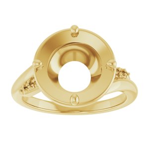 14K Yellow Gold 10 mm Round Ring Mounting – image 6