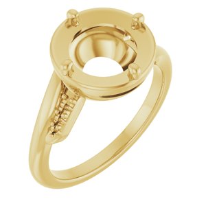 14K Yellow Gold 8.8 mm Round Ring Mounting – image 2