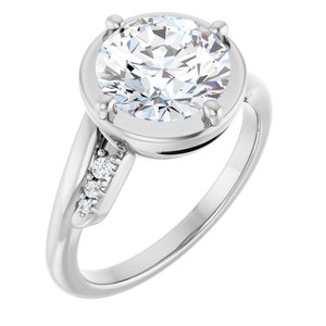 14K White Gold 8.8 mm Round Ring Mounting
