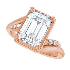 10K Rose Gold 10x7 mm Emerald Ring Mounting – image 8