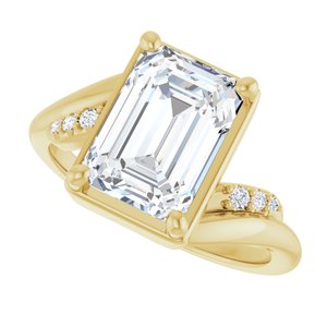 14K Yellow Gold 10x7 mm Emerald Ring Mounting – image 8