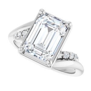 14K White Gold 10x7 mm Emerald Ring Mounting – image 8