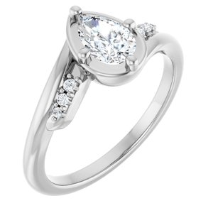 Continuum Sterling Silver 7x4.5 mm Pear Ring Mounting