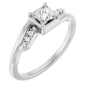 10K White Gold 3.75x3.75 mm Square Ring Mounting