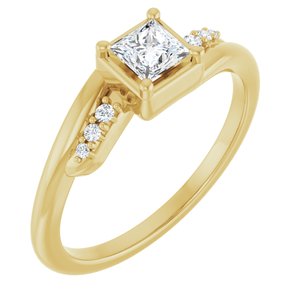 18K Yellow Gold 3.75x3.75 mm Square Ring Mounting