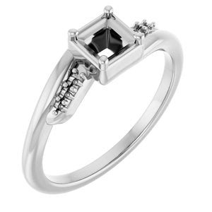 14K X1 White Gold 3.75x3.75 mm Square Ring Mounting – image 2