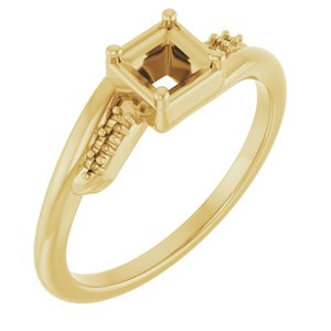 10K Yellow Gold 3.75x3.75 mm Square Ring Mounting – image 2
