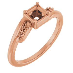 18K Rose Gold 3.75x3.75 mm Square Ring Mounting – image 2
