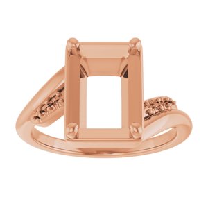 14K Rose Gold 10x7 mm Emerald Ring Mounting – image 6