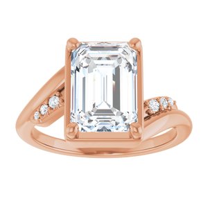 14K Rose Gold 10x7 mm Emerald Ring Mounting – image 5