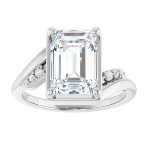 Platinum 10x7 mm Emerald Ring Mounting – image 5