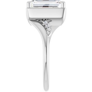 14K White Gold 10x7 mm Emerald Ring Mounting – image 7