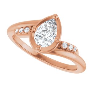 14K Rose Gold 7x4.5 mm Pear Ring Mounting – image 8