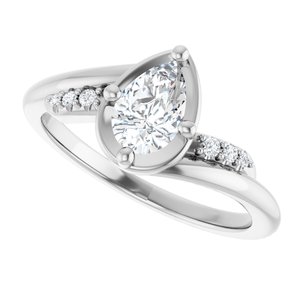 10K White Gold 7x4.5 mm Pear Ring Mounting – image 8