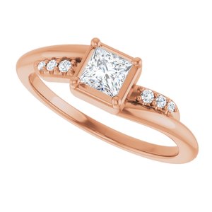 18K Rose Gold 3.75x3.75 mm Square Ring Mounting – image 8
