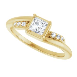 18K Yellow Gold 3.75x3.75 mm Square Ring Mounting – image 8