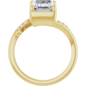18K Yellow Gold 10x7 mm Emerald Ring Mounting – image 3