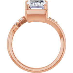 14K Rose Gold 10x7 mm Emerald Ring Mounting – image 3