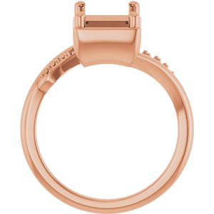 14K Rose Gold 10x7 mm Emerald Ring Mounting – image 4