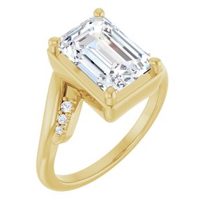 14K Yellow Gold 10x7 mm Emerald Ring Mounting