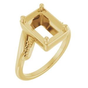 10K Yellow Gold 10x7 mm Emerald Ring Mounting – image 2