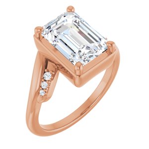 14K Rose Gold 10x7 mm Emerald Ring Mounting