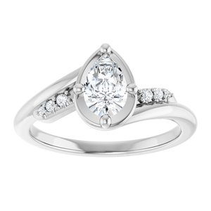 14K White Gold 7x4.5 mm Pear Ring Mounting – image 5