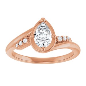18K Rose Gold 7x4.5 mm Pear Ring Mounting – image 5