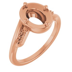 10K Rose Gold 8.5x6.5 mm Oval Ring Mounting – image 2