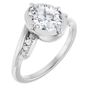 18K White Gold 8.5x6.5 mm Oval Ring Mounting