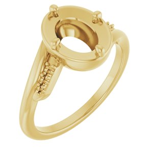 18K Yellow Gold 8.5x6.5 mm Oval Ring Mounting – image 2