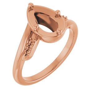 14K Rose Gold 9x5.5 mm Pear Ring Mounting – image 2