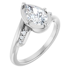10K White Gold 9x5.5 mm Pear Ring Mounting