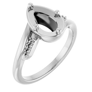 18K White Gold 9x5.5 mm Pear Ring Mounting – image 2