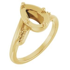 10K Yellow Gold 9x5.5 mm Pear Ring Mounting – image 2