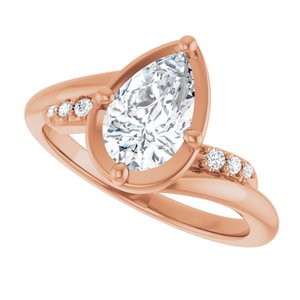 14K Rose Gold 9x5.5 mm Pear Ring Mounting – image 8