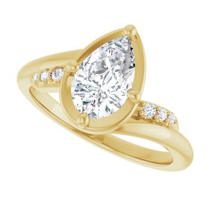 14K Yellow Gold 9x5.5 mm Pear Ring Mounting – image 8