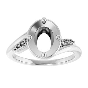 18K White Gold 8.5x6.5 mm Oval Ring Mounting – image 6